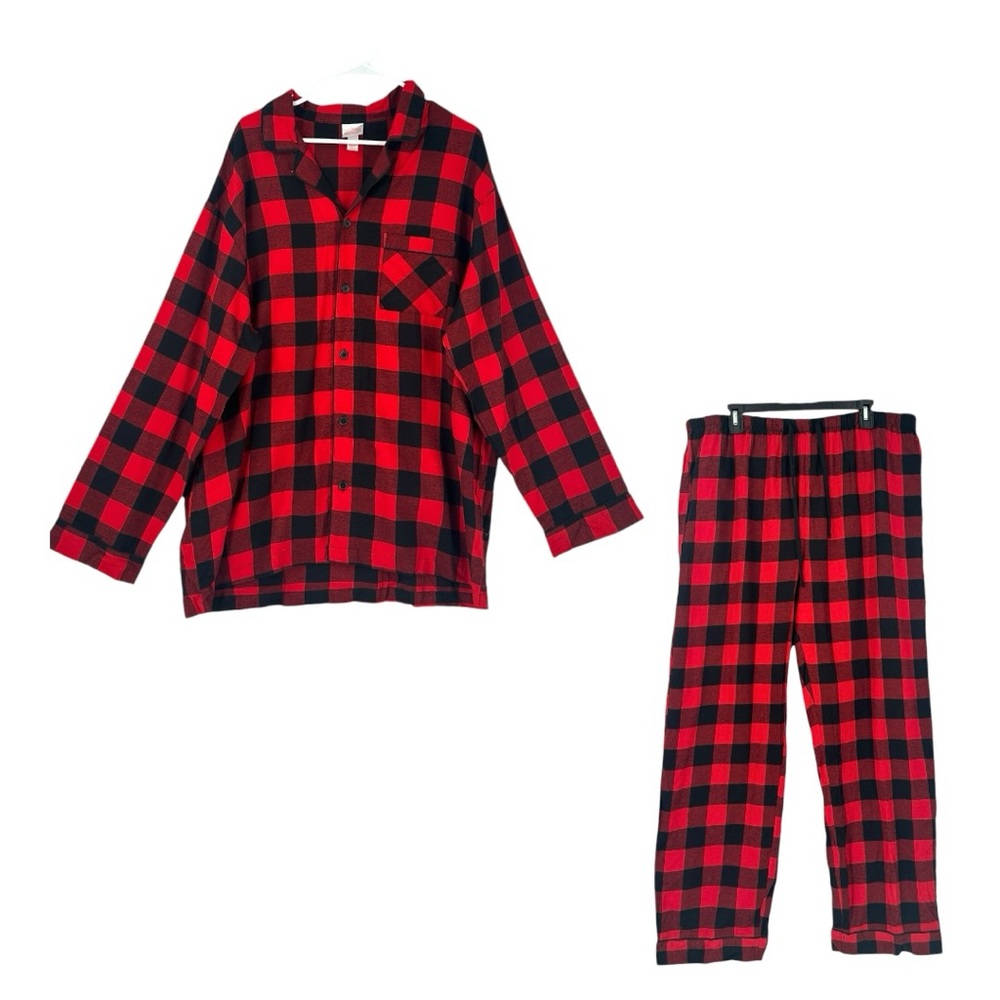 Wondershop Men’s Holiday Buffalo Check Plaid Flannel Matching Pajama Set Sz L